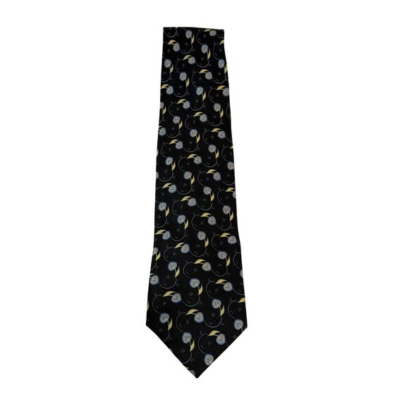 Nautica Mens Silk Floral‎ Patterned Tie Dark Navy Old Money Academia Preppy - Picture 3 of 9